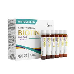 BIT-FOL LIQUID BIOTIN: Hair, Skin, and Vitality Formula (Extra Strength 2500mcg, 6-Pack Shots)